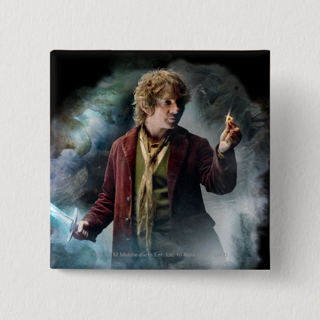 Badge Carré 5 Cm BILBO BAGGINS™ Avec Bague (Devant)