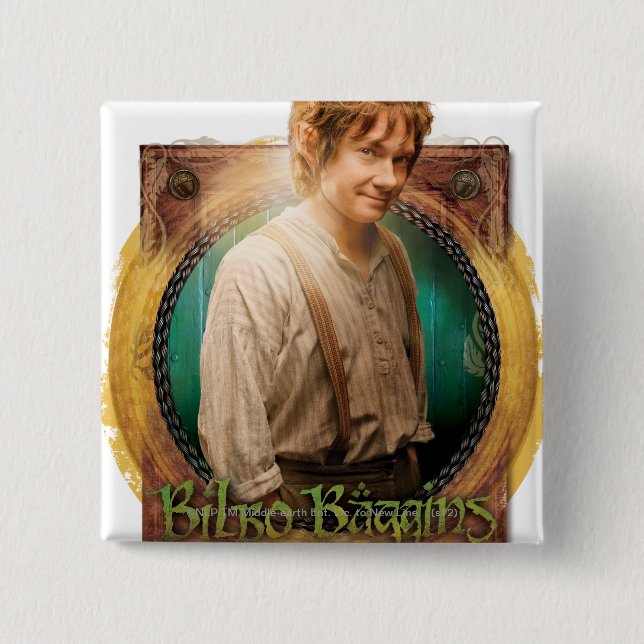 Badge Carré 5 Cm BILBO BAGGINS™ Character with Name (Devant)