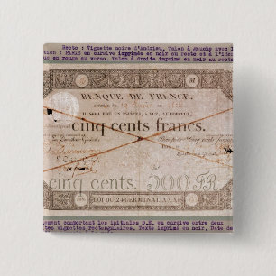 Badge Carré 5 Cm Billet de banque pour 500 francs du 24ème germina