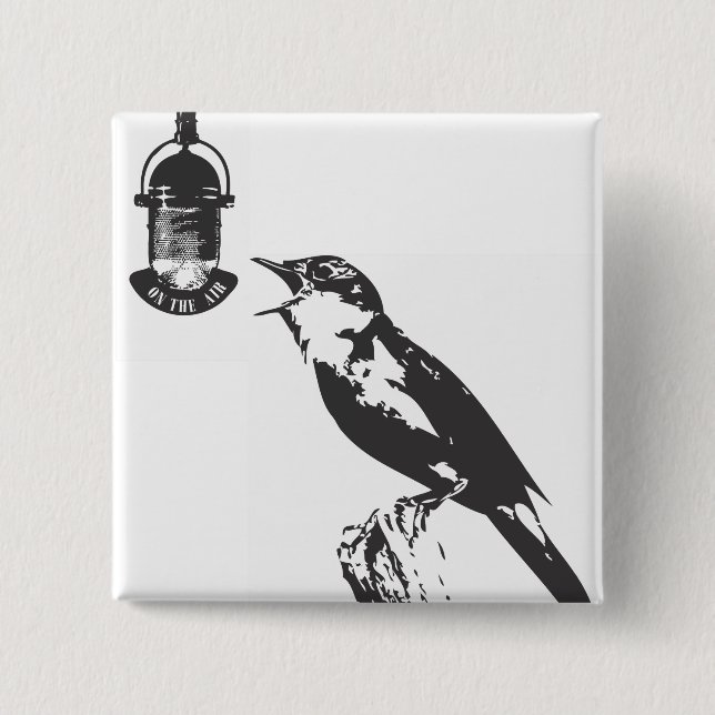 BADGE CARRÉ 5 CM BIRD SINGING (Devant)