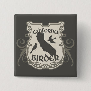 Badge Carré 5 Cm Birder de la Californie