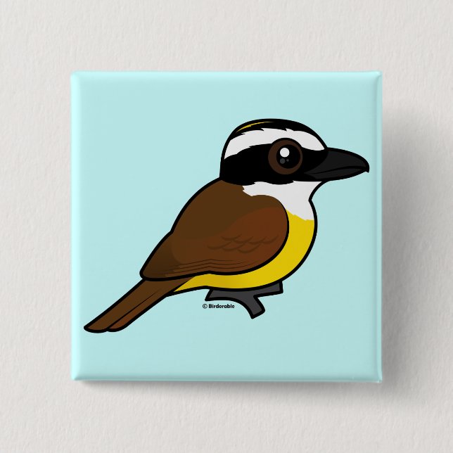 Badge Carré 5 Cm Birdorable grand Kiskadee (Devant)