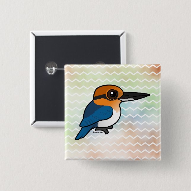 Badge Carré 5 Cm Birdorable Guam Kingfisher (Devant & derrière)