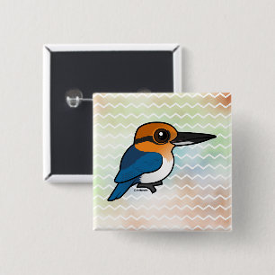Badge Carré 5 Cm Birdorable Guam Kingfisher