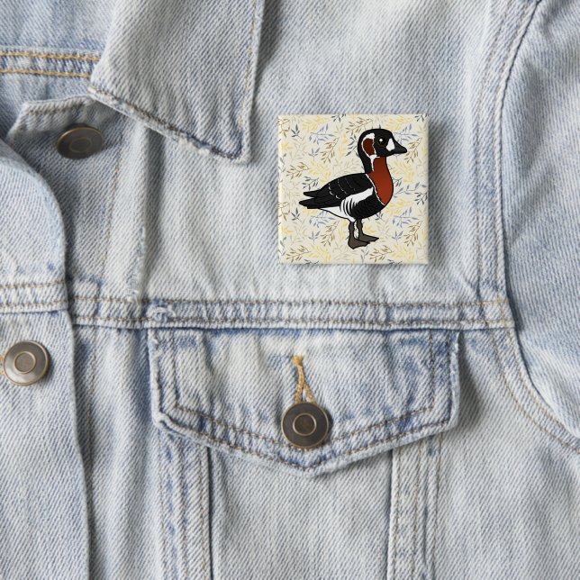 Badge Carré 5 Cm Birdorable Red-breasted Goose (En situation)
