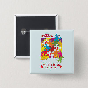 Badge Carré 5 Cm Birthday Boy Puzzle Amour aux pièces