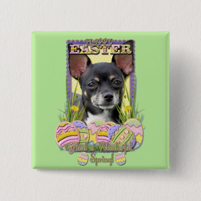 Badge Carré 5 Cm Biscuits d'oeuf de pâques - chiwawa (Devant)