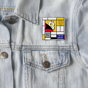 Badge Carré 5 Cm Bitcoin élégant - Btc crypto