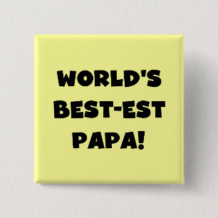 Badge Carré 5 Cm Black Text World's Best of Papa Tshirts and Gifts