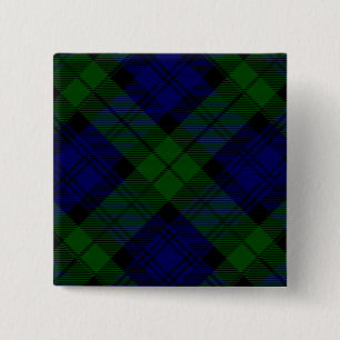 Badge Carré 5 Cm Black Watch Tartan bleu vert Plaid