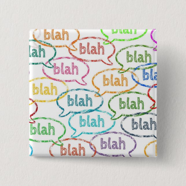 Badge Carré 5 Cm Blah blah blah boutons (Devant)