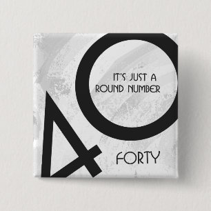 Badge Carré 5 Cm Blanc 40 décades Anniversaire