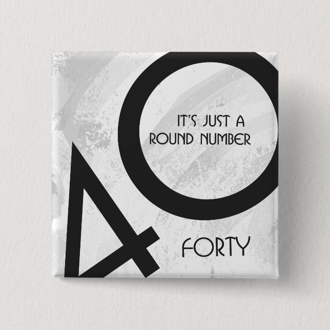 Badge Carré 5 Cm Blanc 40 décades Anniversaire (Devant)