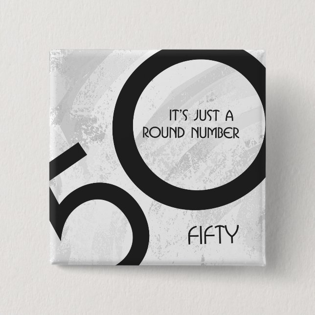 Badge Carré 5 Cm Blanc 50 Décennie Anniversaire (Devant)