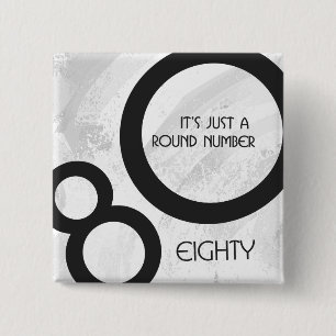 Badge Carré 5 Cm Blanc 80 Décennie Anniversaire