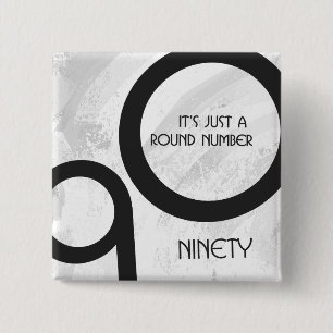 Badge Carré 5 Cm Blanc 90 Décennie Anniversaire