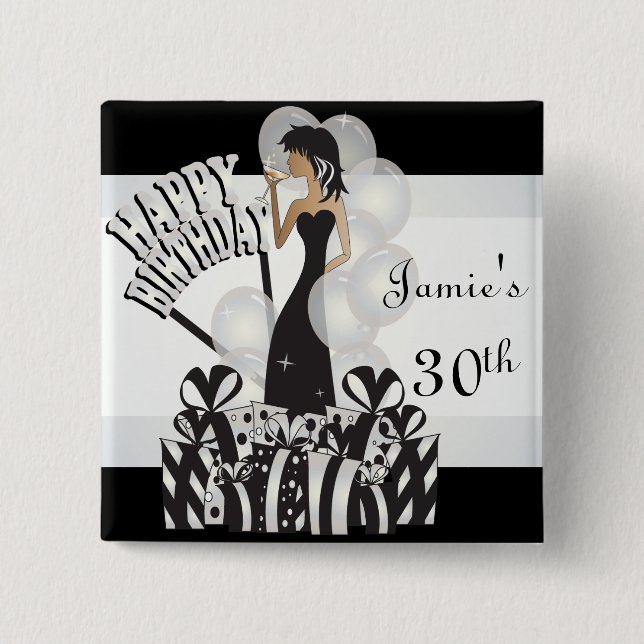 Badge Carré 5 Cm Blanc du nom | de la fille | do-it-yourself de (Devant)