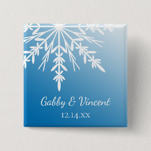 Badge Carré 5 Cm Blanche-Neige sur Blue Winter