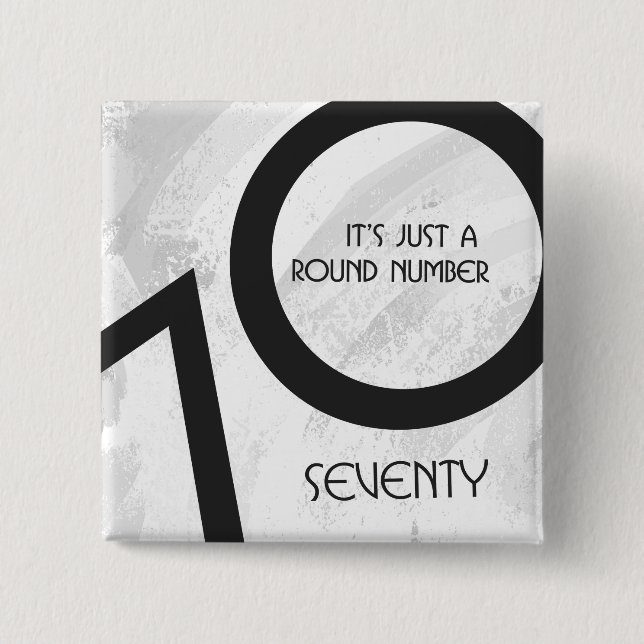 Badge Carré 5 Cm Blancs 70 Anniversaire de la Décennie (Devant)