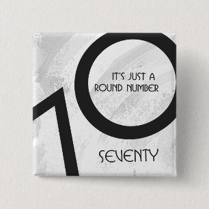 Badge Carré 5 Cm Blancs 70 Anniversaire de la Décennie