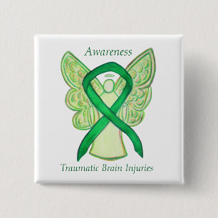 Badge Carré 5 Cm Blessures cérébrales traumatiques (TBI) Ange de se