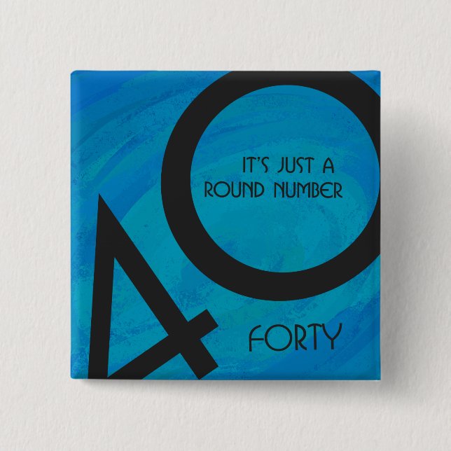 Badge Carré 5 Cm Bleu 40 Décennie Anniversaire (Devant)