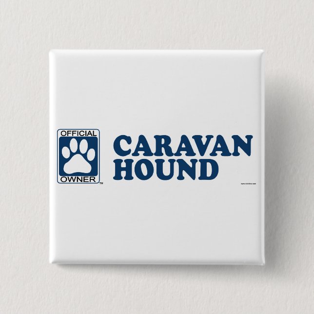 Badge Carré 5 Cm Bleu de chien de caravane (Devant)
