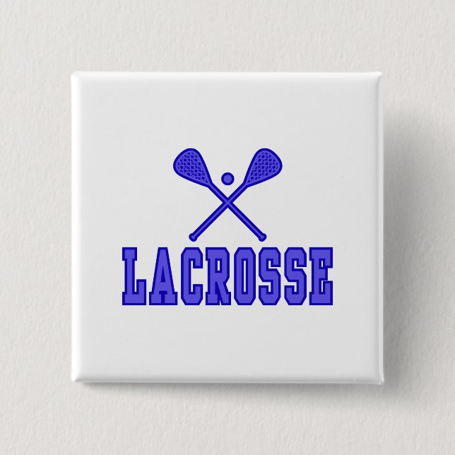 Badge Carré 5 Cm Bleu de lacrosse (Devant)