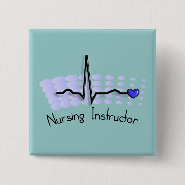 Badge Carré 5 Cm Bleu de l'instructeur QRS de soins (Devant)