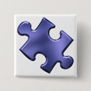 Badge Carré 5 Cm Bleu de morceau de puzzle d'autisme