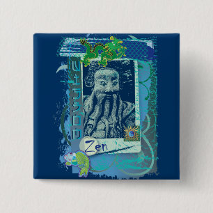 Badge Carré 5 Cm Bleu de sagesse