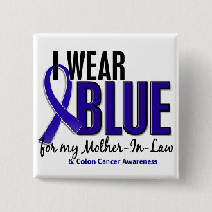 Badge Carré 5 Cm Bleu d'usage du cancer du colon I pour ma