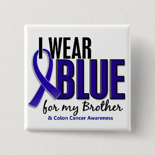 Badge Carré 5 Cm Bleu d'usage du cancer du colon I pour mon frère
