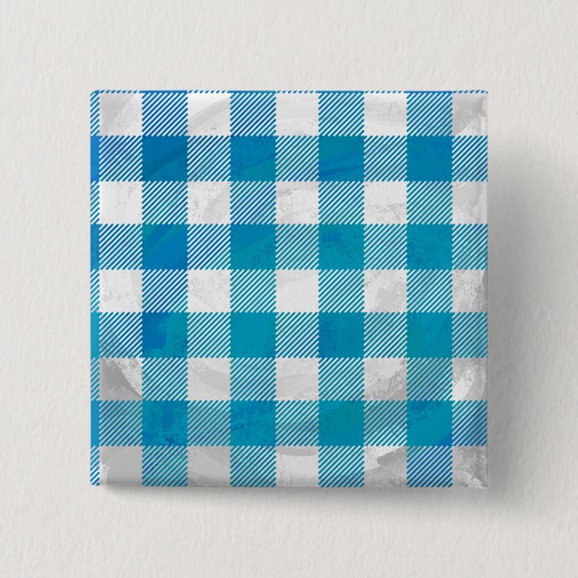 Badge Carré 5 Cm Bleu et blanc À damiers Buffalo Plaid (Devant)