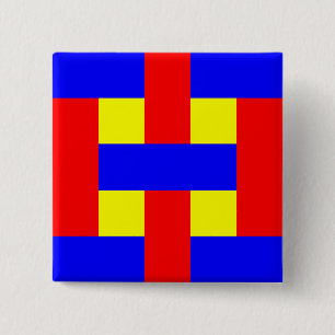 Badge Carré 5 Cm Bleu, jaune et rouge
