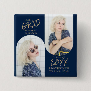 Badge Carré 5 Cm Bleu Marine 2 Arché Photo Graduation