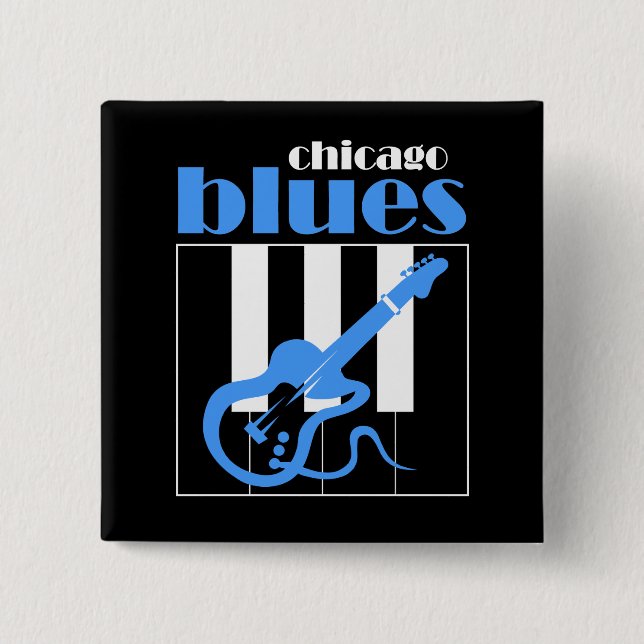 Badge Carré 5 Cm Bleus de Chicago (Devant)