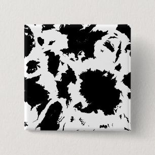 Badge Carré 5 Cm Blobs Noir Et Blanc