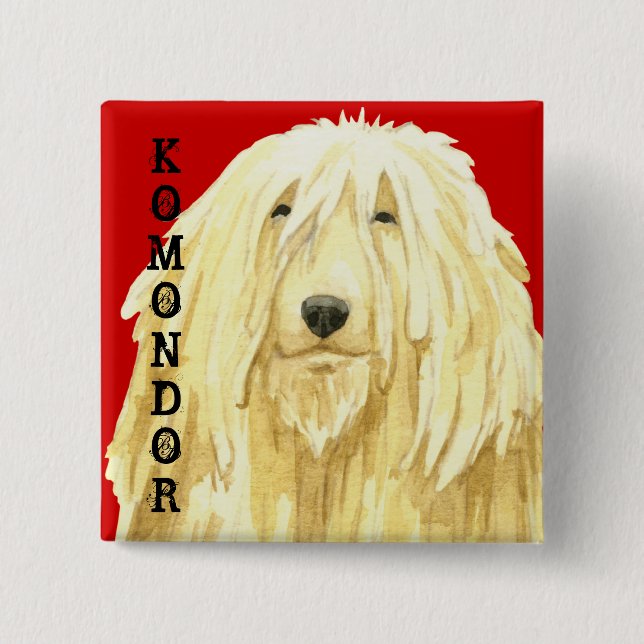 Badge Carré 5 Cm Bloc couleur Komondor (Devant)