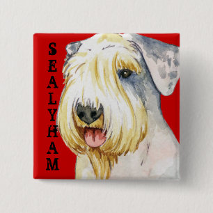 Badge Carré 5 Cm Bloc couleur Sealyham Terrier