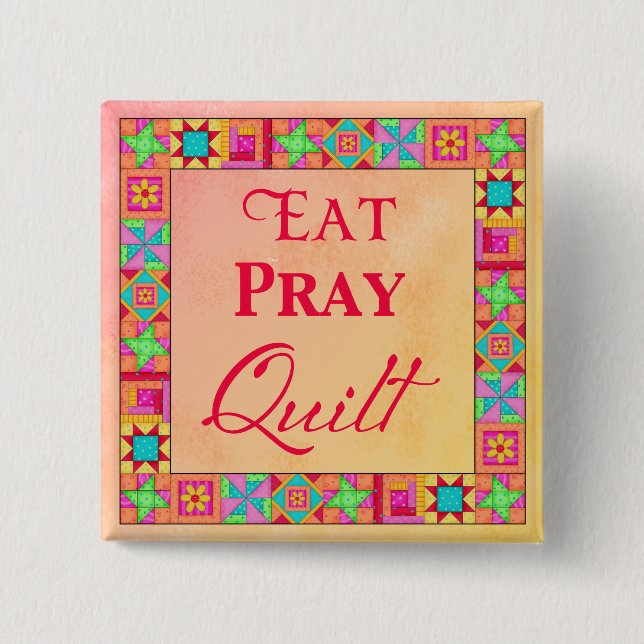 Badge Carré 5 Cm Blocs de courtepointe Bordure Art Manger Pray Bloc (Devant)