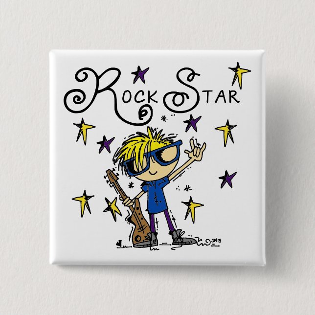 Badge Carré 5 Cm Blond Boy Rock Star (Devant)