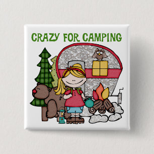 Badge Carré 5 Cm Blond Girl Crazy Pour Camping
