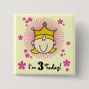 Badge Carré 5 Cm Blond Princess 3e Anniversaire Tshirts & cadeaux