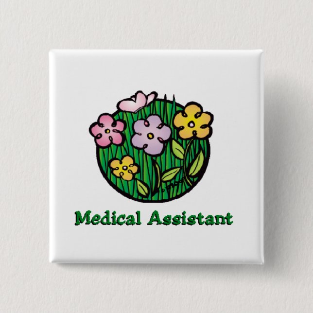 Badge Carré 5 Cm Blooms de l'Assistant Médicale 2 (Devant)
