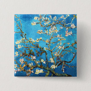 Badge Carré 5 Cm Blossoming Almond Tree Van Gogh Fine Art