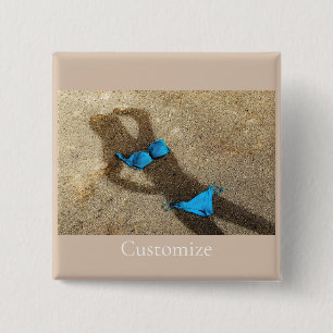 Badge Carré 5 Cm Blue Bikini Beach Sand Thunder_Cove
