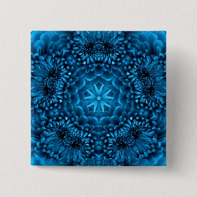 BADGE CARRÉ 5 CM BLUE DAHLIA (Devant)