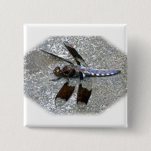 Badge Carré 5 Cm Blue Dragonfly