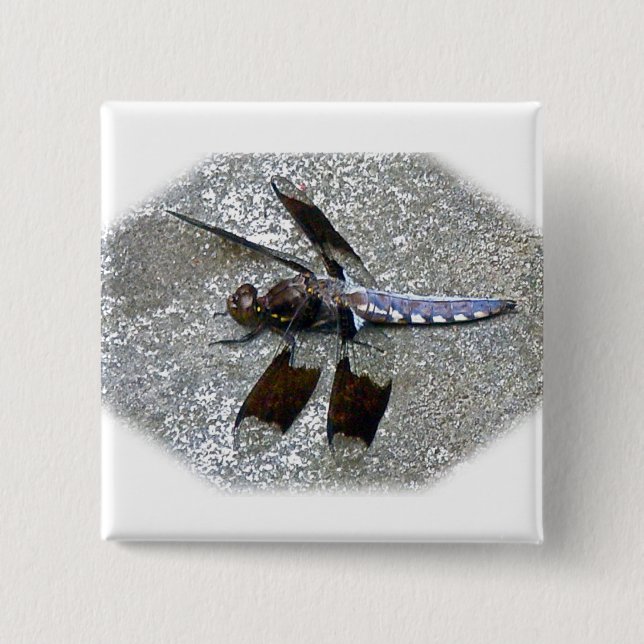 Badge Carré 5 Cm Blue Dragonfly (Devant)